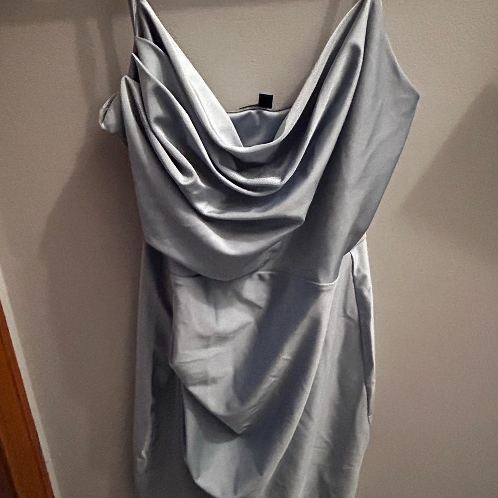 Elegant Blue Draped Dress